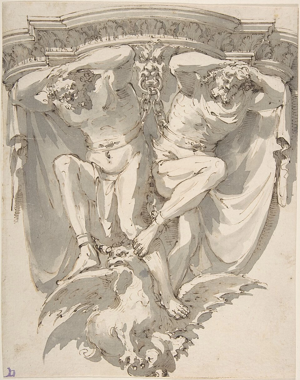 Progetto per una consolle decorata con due schiavi sopra un'aquila - Metropolitan Museum of Art, New York